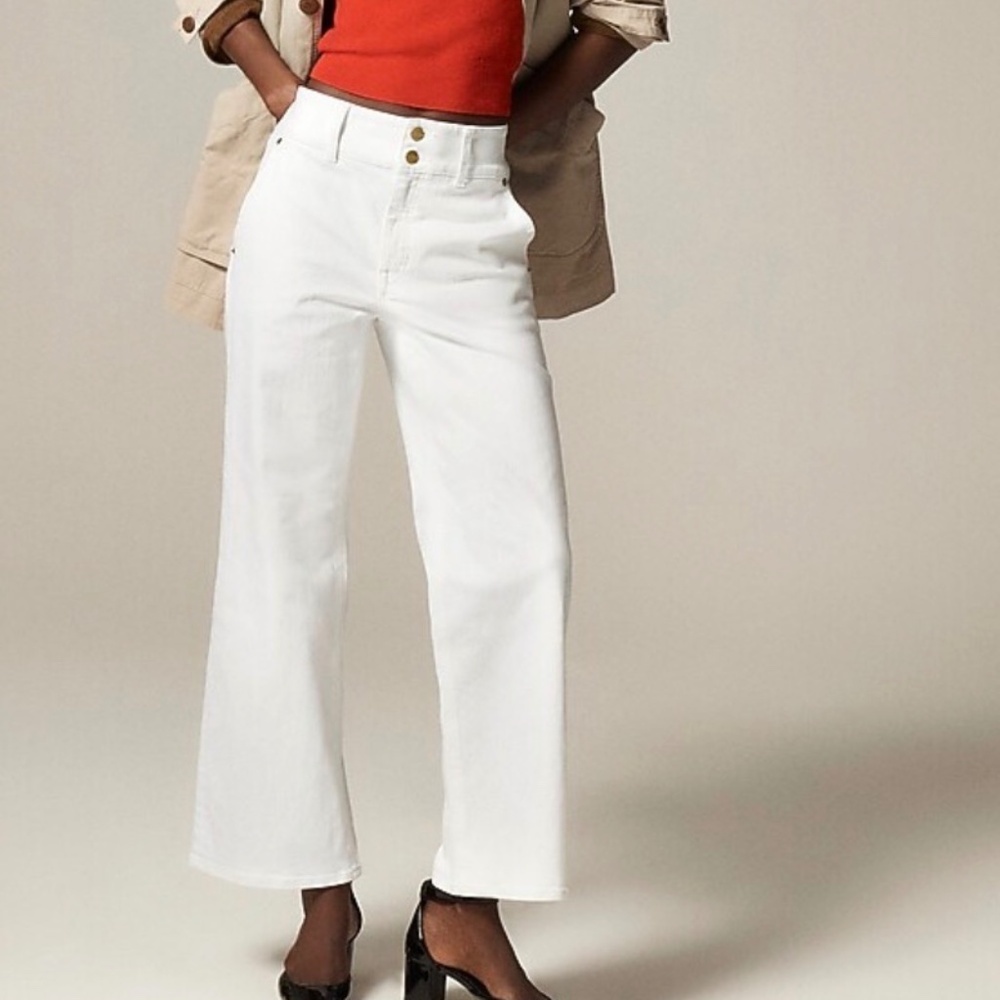 J.Crew White Slim Wide Leg Jeans Size 30
